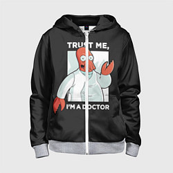 Толстовка на молнии детская Zoidberg: Trust Me, цвет: 3D-меланж