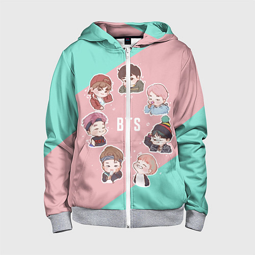 Детская толстовка на молнии BTS Boys / 3D-Меланж – фото 1