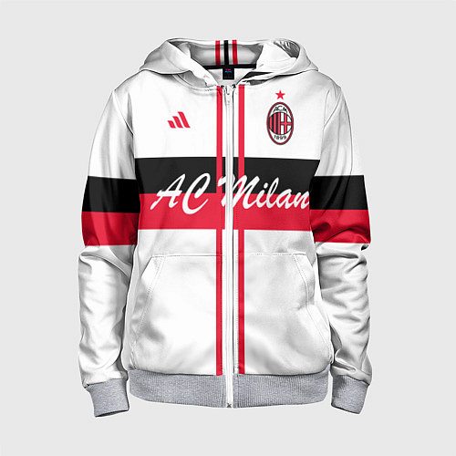 Детская толстовка на молнии AC Milan: White Form / 3D-Меланж – фото 1