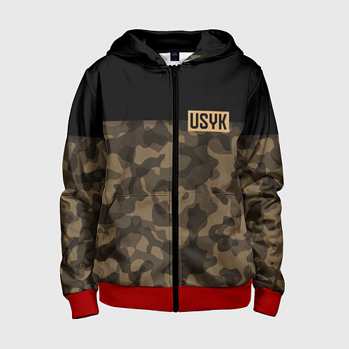 Детская толстовка на молнии USYK Camo / 3D-Красный – фото 1