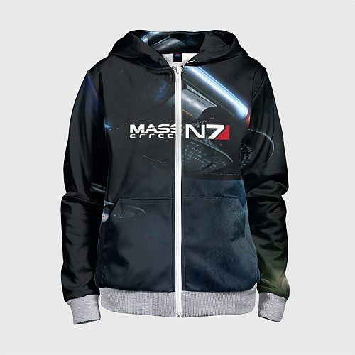 Детская толстовка на молнии Mass Effect N7 / 3D-Меланж – фото 1