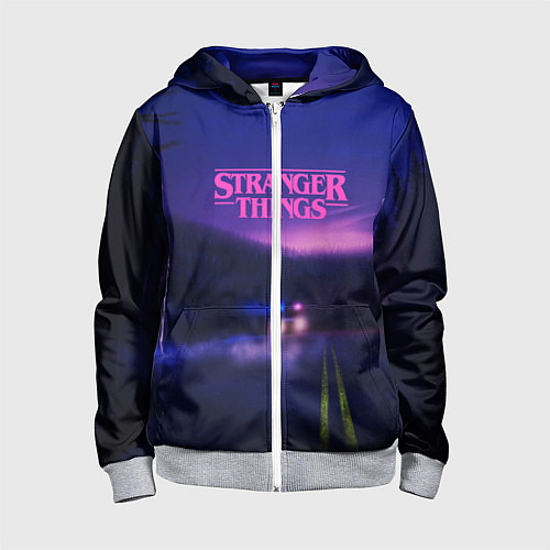 Детская толстовка на молнии Stranger Things: Neon Road / 3D-Меланж – фото 1