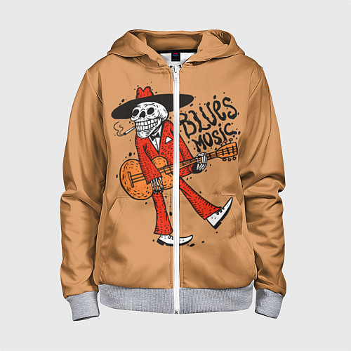 Детская толстовка на молнии Blues Music / 3D-Меланж – фото 1