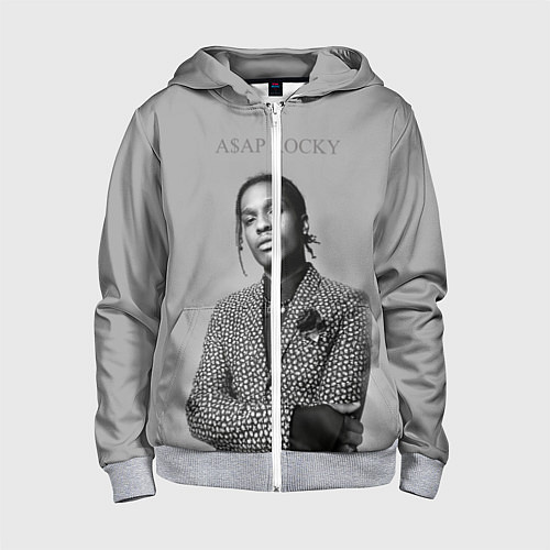 Детская толстовка на молнии ASAP Rocky: Grey Fashion / 3D-Меланж – фото 1