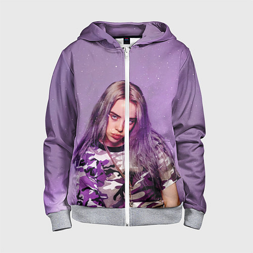 Детская толстовка на молнии Billie Eilish: Violet Fashion / 3D-Меланж – фото 1