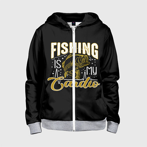 Детская толстовка на молнии Fishing is my Cardio / 3D-Меланж – фото 1