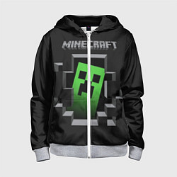 Толстовка на молнии детская Minecraft Creeper, цвет: 3D-меланж