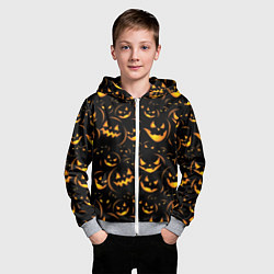 Толстовка на молнии детская Тыквы на хэллоуин - паттерн, цвет: 3D-меланж — фото 2