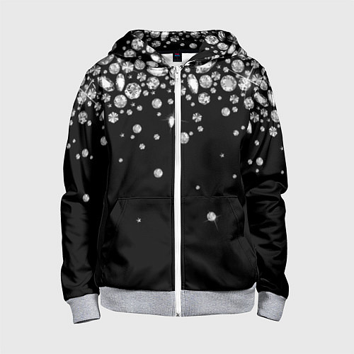 Детская толстовка на молнии Бриллиантовый дождь / 3D-Меланж – фото 1