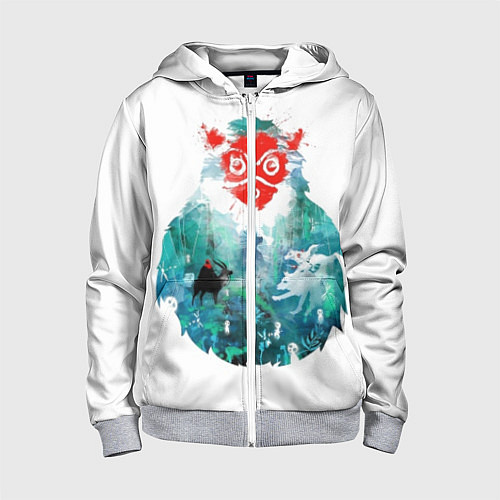 Детская толстовка на молнии Princess Mononoke / 3D-Меланж – фото 1