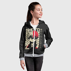 Толстовка на молнии детская My Hero Academia красные волосы, цвет: 3D-меланж — фото 2