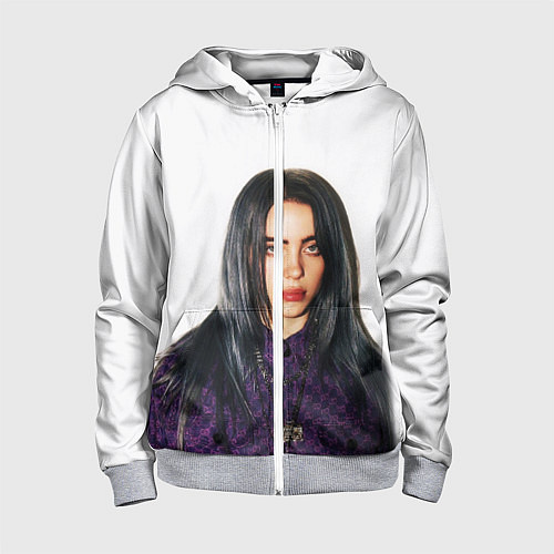 Детская толстовка на молнии BILLIE EILISH / 3D-Меланж – фото 1