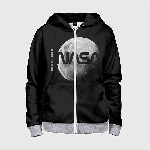 Детская толстовка на молнии NASA Apollo 16 / 3D-Меланж – фото 1