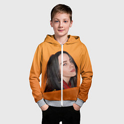 Толстовка на молнии детская BILLIE EILISH: Orange Mood, цвет: 3D-меланж — фото 2