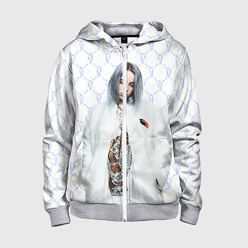 Детская толстовка на молнии BILLIE EILISH: White Fashion / 3D-Меланж – фото 1