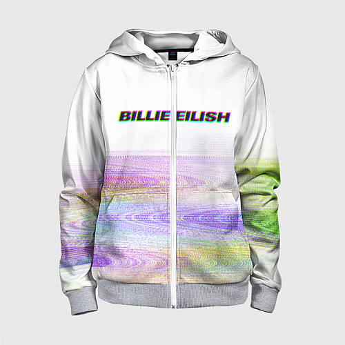 Детская толстовка на молнии BILLIE EILISH: White Glitch / 3D-Меланж – фото 1