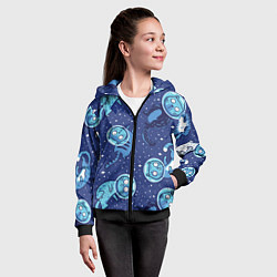 Толстовка на молнии детская Кот Космонавт, цвет: 3D-черный — фото 2