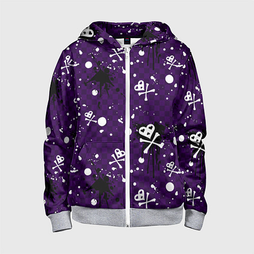 Детская толстовка на молнии Эмо 2007 фиолетовый фон / 3D-Меланж – фото 1