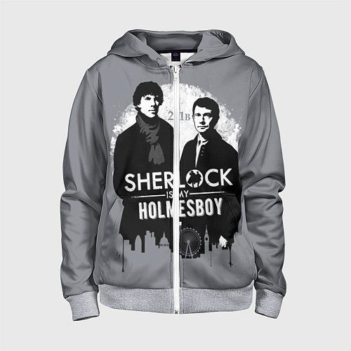 Детская толстовка на молнии Sherlock Holmesboy / 3D-Меланж – фото 1