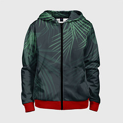 Толстовка на молнии детская Пальмовый узор, цвет: 3D-красный