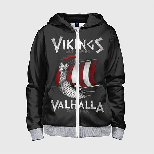 Детская толстовка на молнии Vikings Valhalla / 3D-Меланж – фото 1