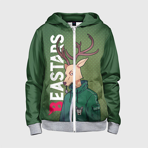 Детская толстовка на молнии Выдающиеся звери / 3D-Меланж – фото 1