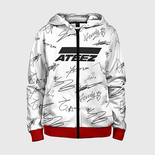 Детская толстовка на молнии ATEEZ АВТОГРАФЫ / 3D-Красный – фото 1