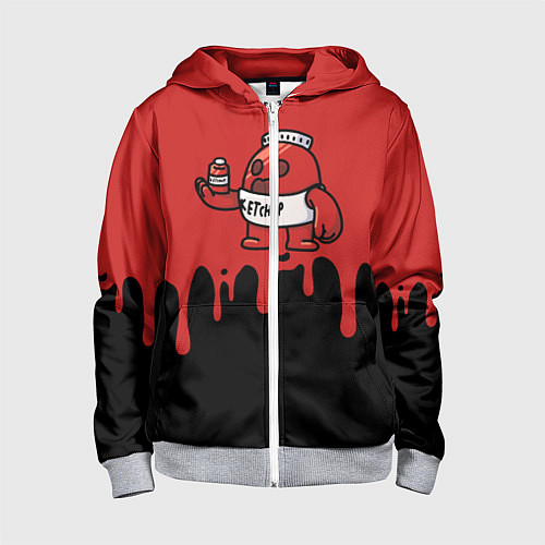 Детская толстовка на молнии Спайк кетчуп / 3D-Меланж – фото 1