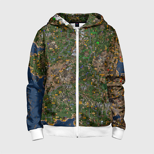 Детская толстовка на молнии Карта в Heroes 3 / 3D-Белый – фото 1