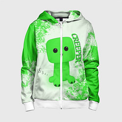 Толстовка на молнии детская MINECRAFT CREEPER, цвет: 3D-белый