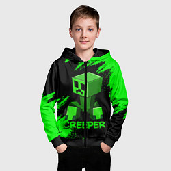 Толстовка на молнии детская MINECRAFT CREEPER, цвет: 3D-черный — фото 2
