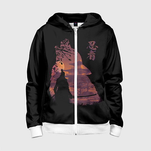 Детская толстовка на молнии Sekiro: Shadows Die Twice / 3D-Белый – фото 1