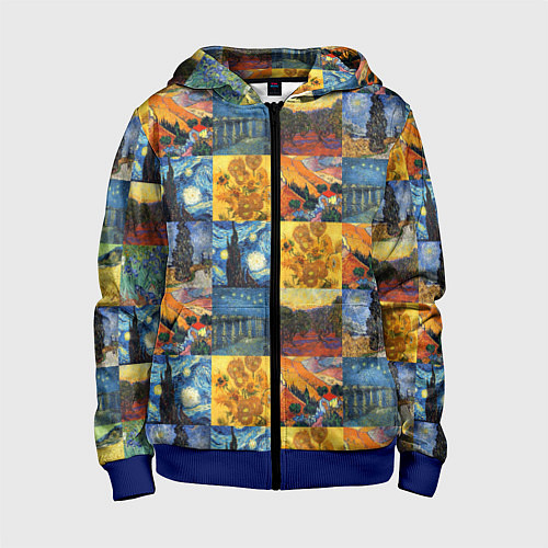 Детская толстовка на молнии Картины Ван Гога / 3D-Синий – фото 1
