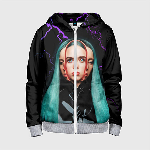 Детская толстовка на молнии BILLIE EILISH / 3D-Меланж – фото 1