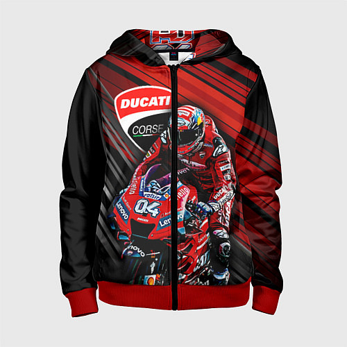 Детская толстовка на молнии Andrea Dovizioso / 3D-Красный – фото 1