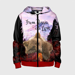 Толстовка на молнии детская Из России с любовью, цвет: 3D-красный