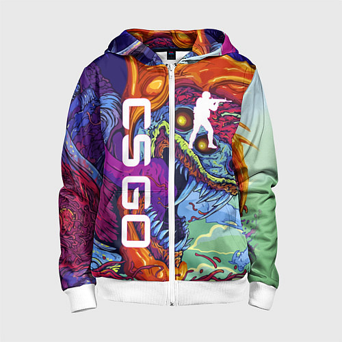 Детская толстовка на молнии CS GO HYPERBEAST / 3D-Белый – фото 1