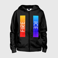 Толстовка на молнии детская FIRE ICE, цвет: 3D-черный