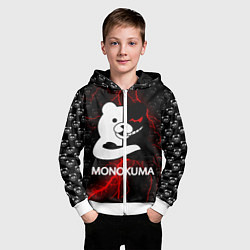 Толстовка на молнии детская MONOKUMA, цвет: 3D-белый — фото 2