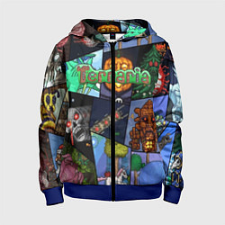 Толстовка на молнии детская Terraria, цвет: 3D-синий