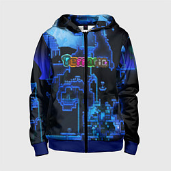 Толстовка на молнии детская Terraria, цвет: 3D-синий