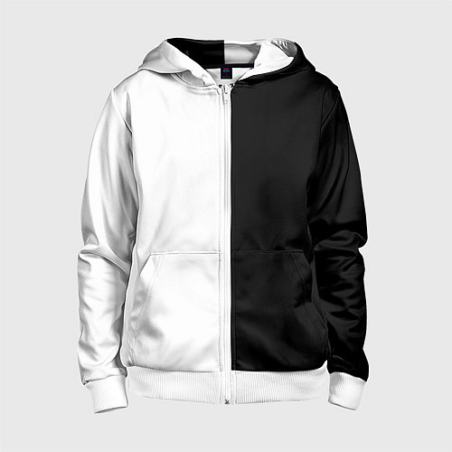 Детская толстовка на молнии ПРОСТО ЧЁРНО-БЕЛЫЙ / 3D-Белый – фото 1