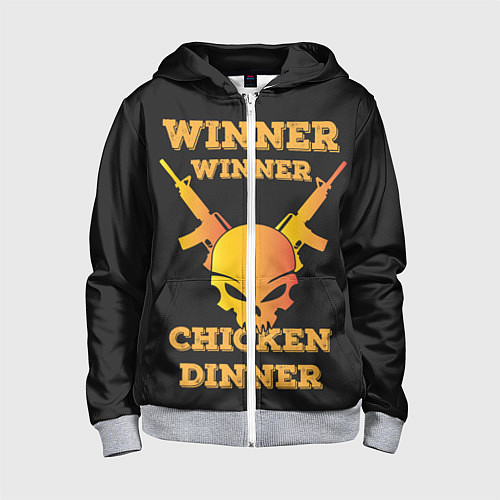 Детская толстовка на молнии Winner Chicken Dinner / 3D-Меланж – фото 1