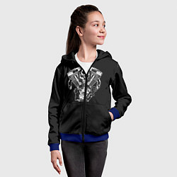 Толстовка на молнии детская Движковый череп, цвет: 3D-синий — фото 2
