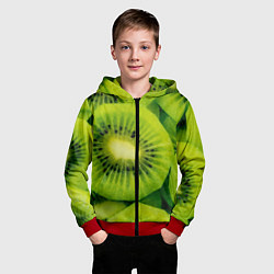 Толстовка на молнии детская Зеленый киви, цвет: 3D-красный — фото 2
