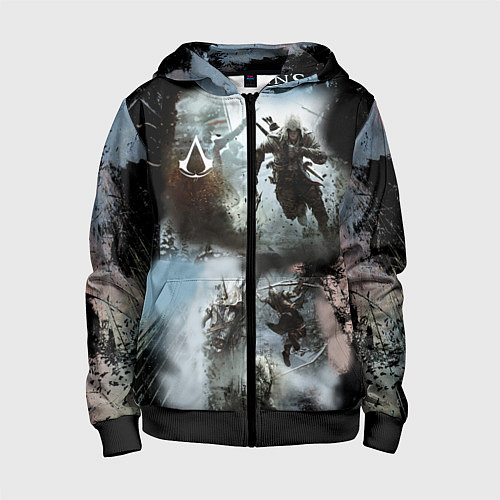 Детская толстовка на молнии Assassin??s Creed / 3D-Черный – фото 1