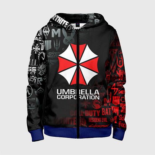 Детская толстовка на молнии RESIDENT EVIL UMBRELLA CORP / 3D-Синий – фото 1