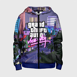 Толстовка на молнии детская Grand Theft Auto Vice City, цвет: 3D-синий