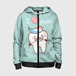 Толстовка на молнии детская Tooth, цвет: 3D-черный