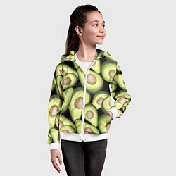 Толстовка на молнии детская Avocado background, цвет: 3D-белый — фото 2